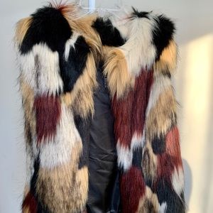 Lord and Taylor Patchwork Faux Fur Vest